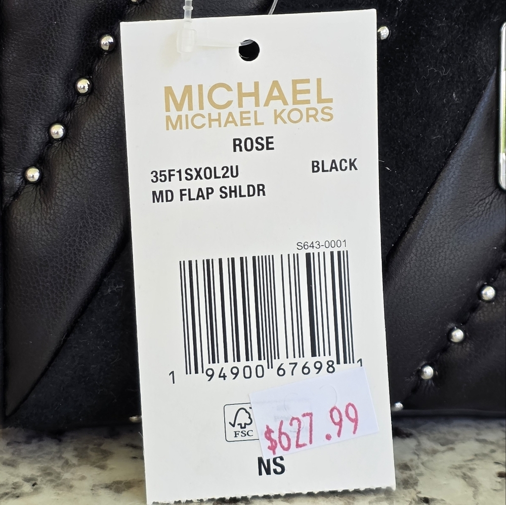 Michael Kors Rose Medium Black Shoulder Bag - Picture 6 of 10
